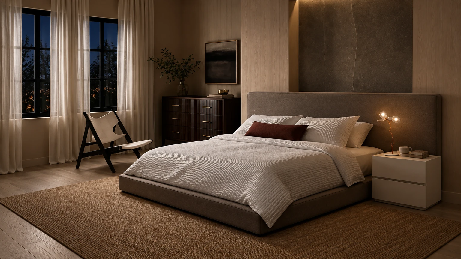 Ash, Stone & Oxblood interior design concept.