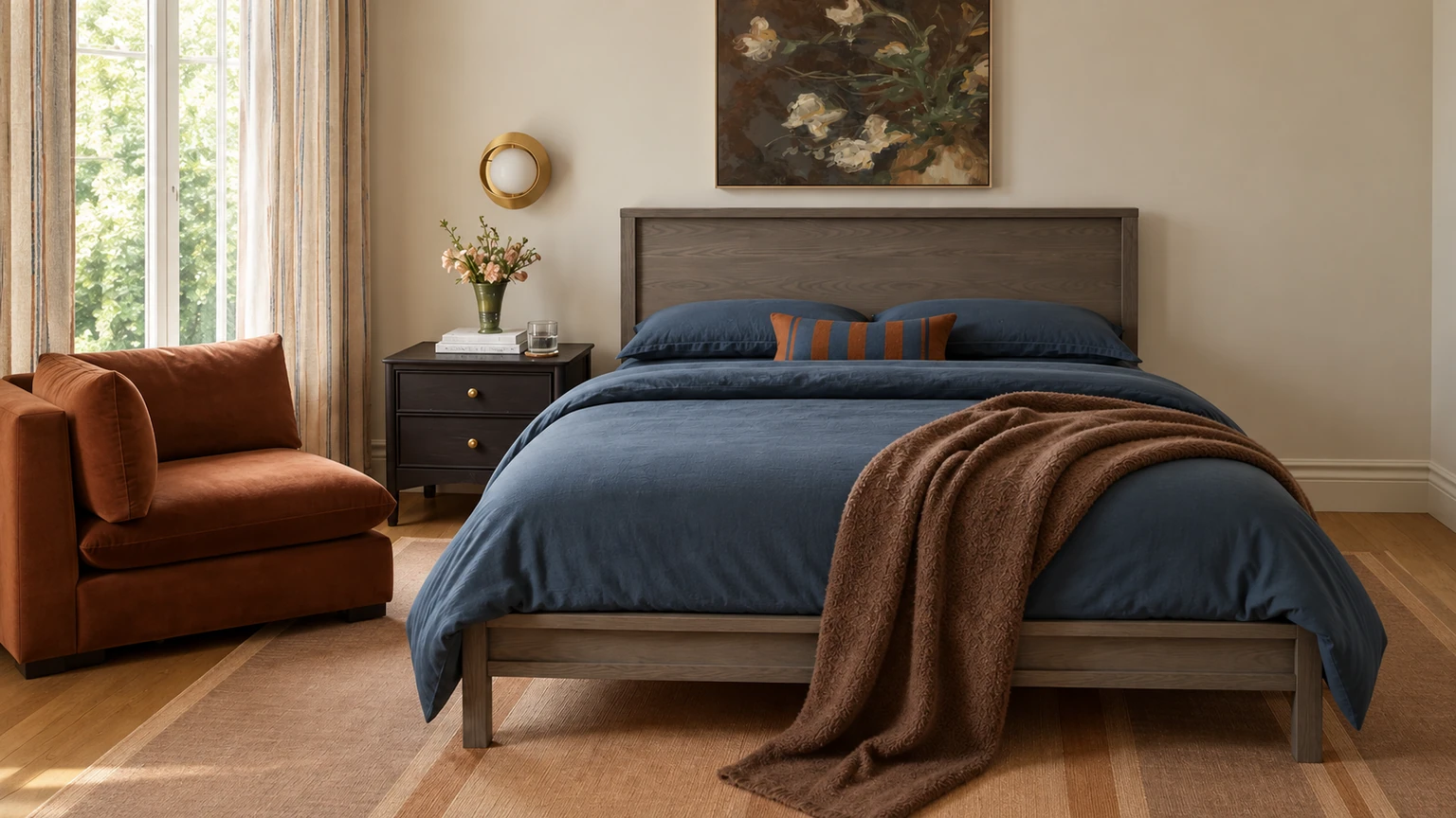 Blue Hour, Warm Earth interior design concept.