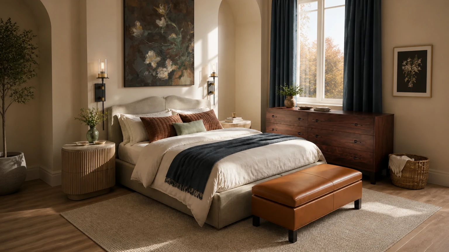 Sunlit Sienna Retreat interior design concept.