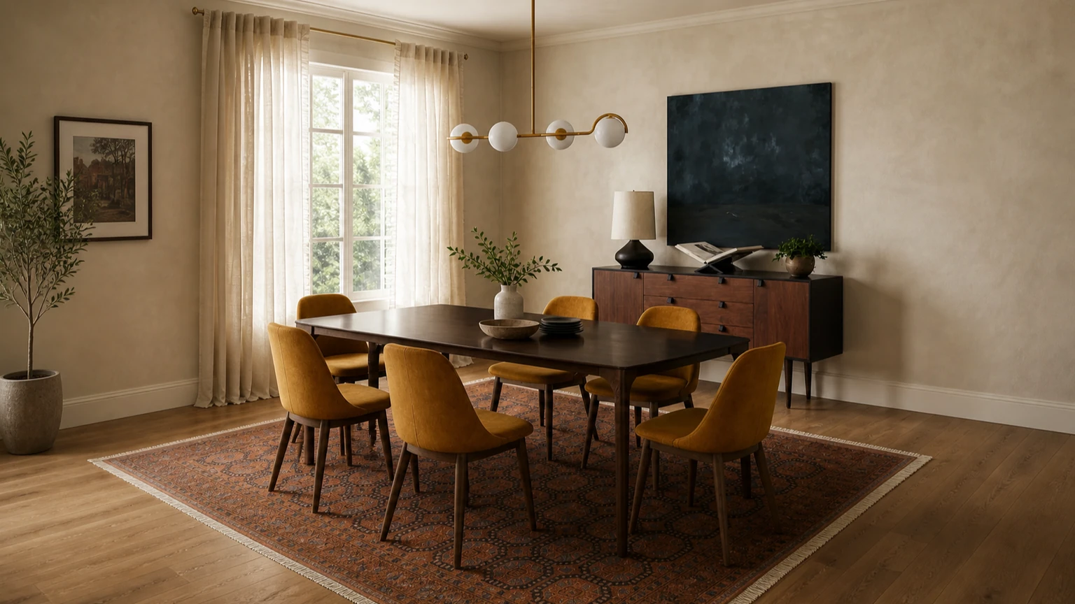 Amber Grove Dining Room interior design concept.
