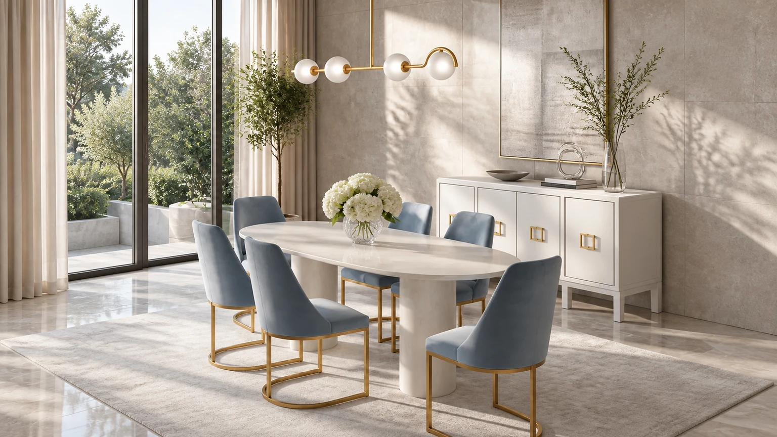 Soft Blue Salon interior design concept.