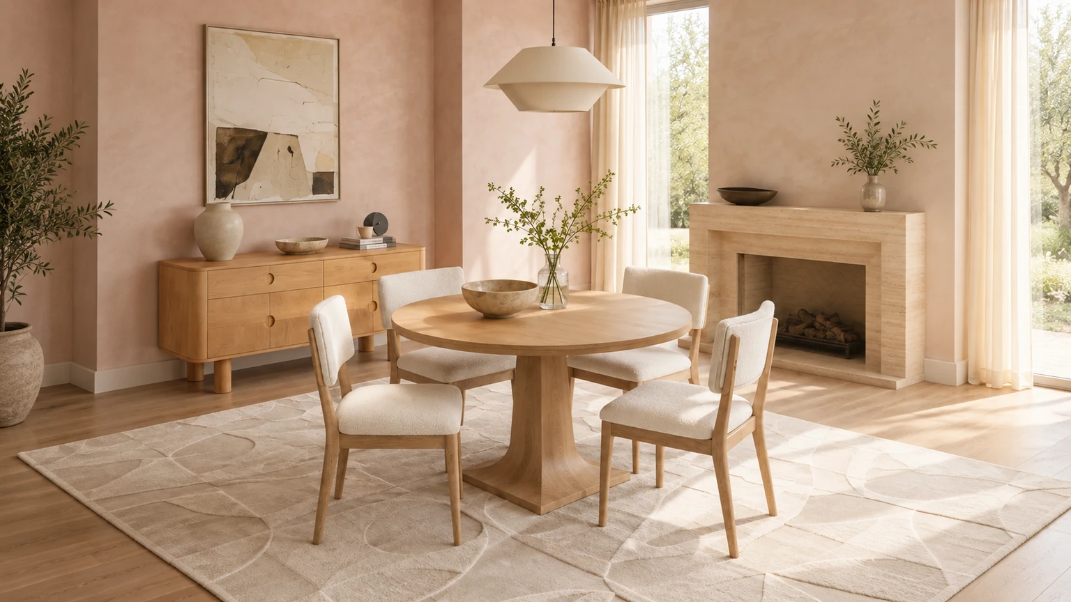 Nordic Blush Dining Room interior design concept.