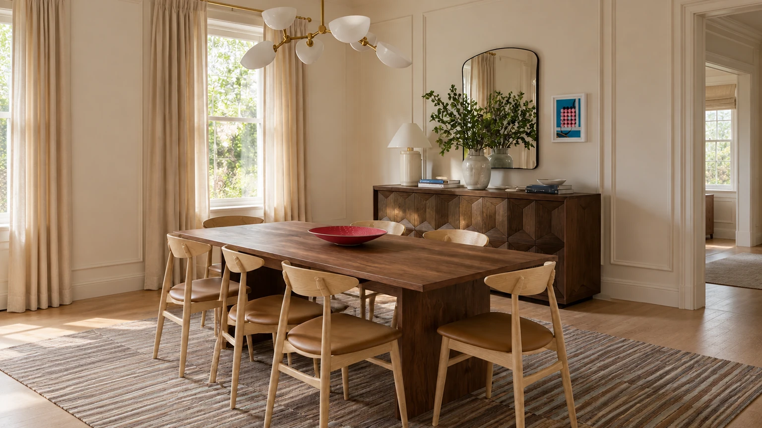 Parchment, Teal, Cherry interior design concept.