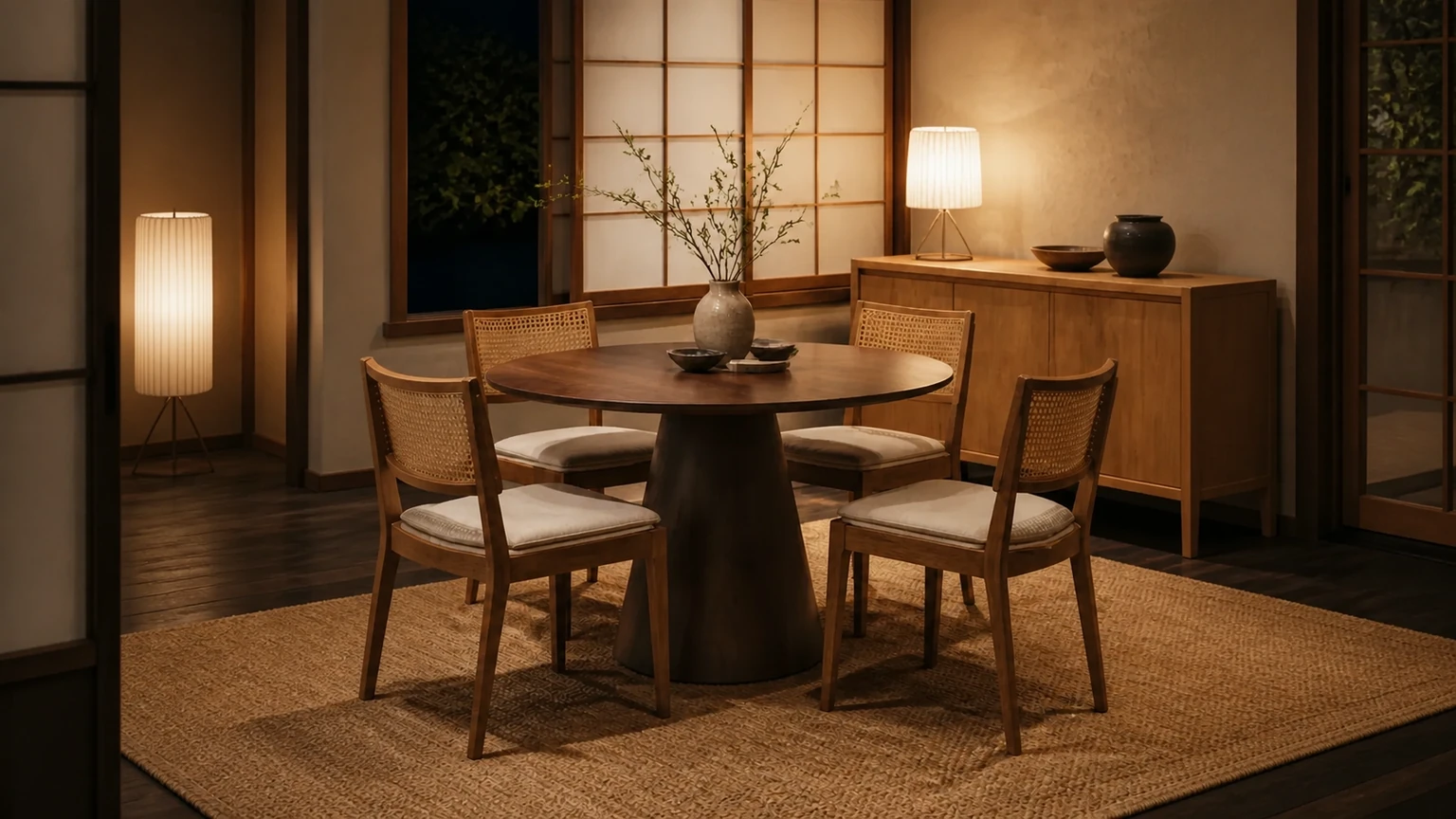 Shoji Oak Dining Nook interior design concept.