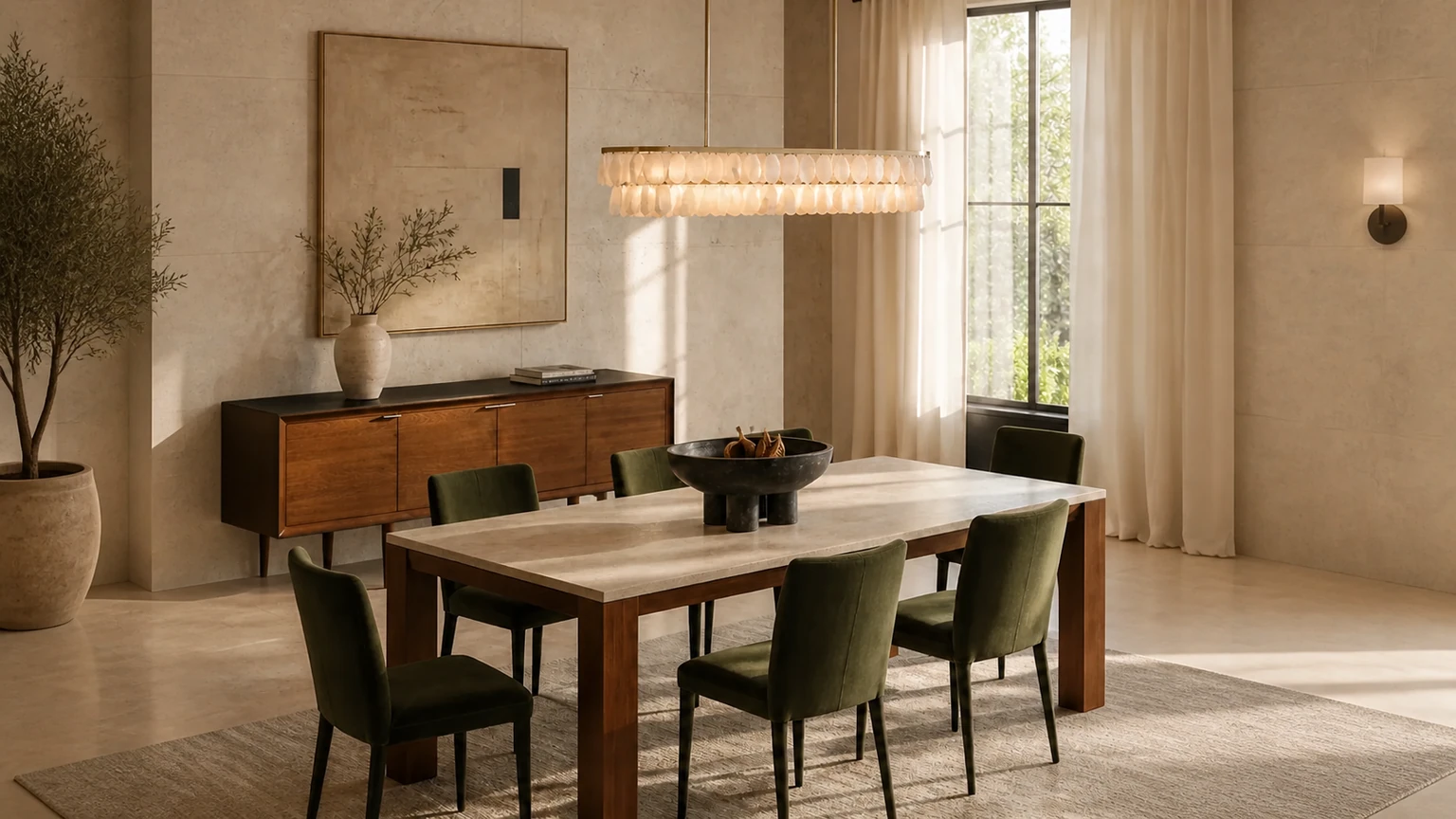 Sunlit Quarry Dining interior design concept.