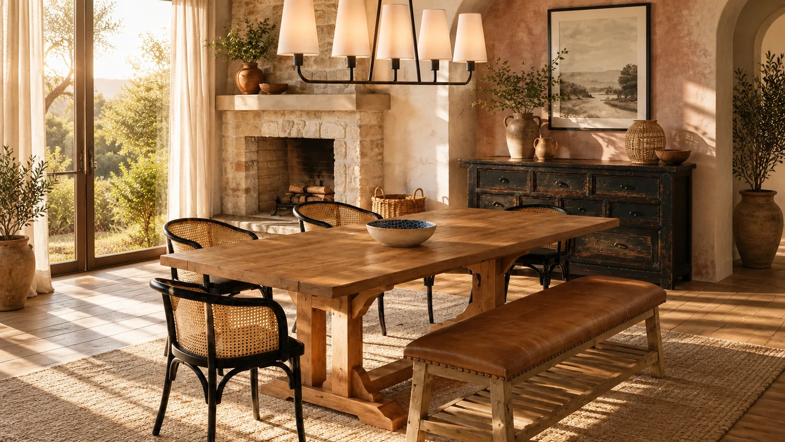 Sunwashed Hearth Hall interior design concept.