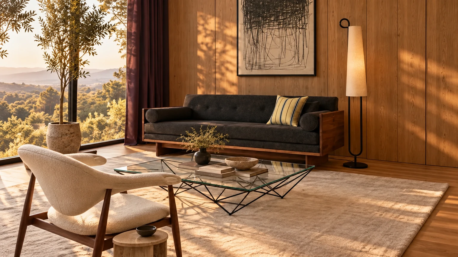 Elm, Aubergine, Afternoon interior design concept.