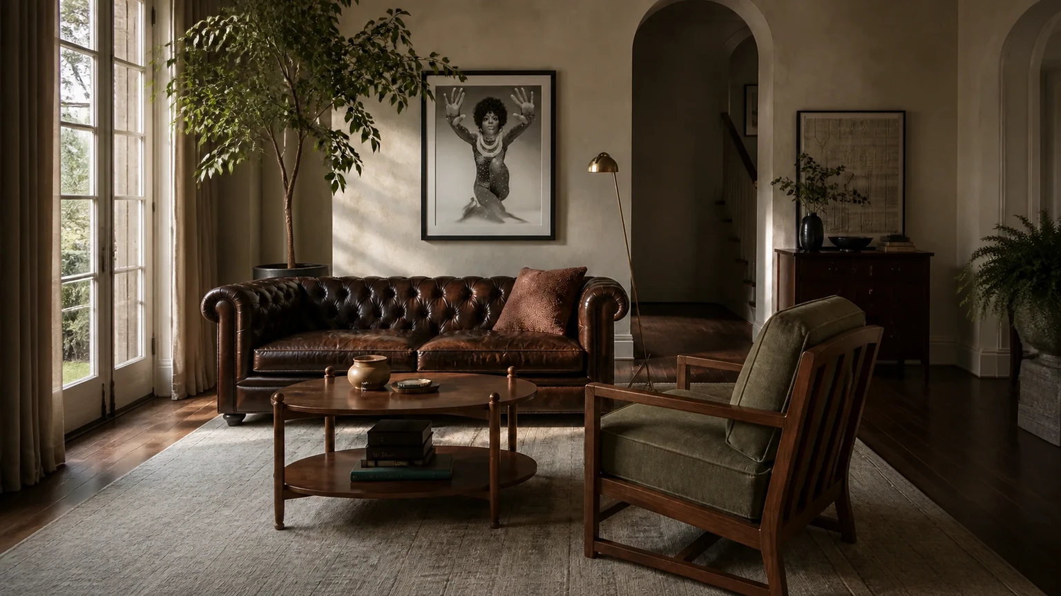 Oxblood & Walnut Salon interior design concept.