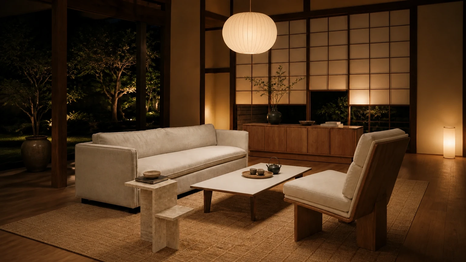 Shoji Tea Living Room interior design concept.