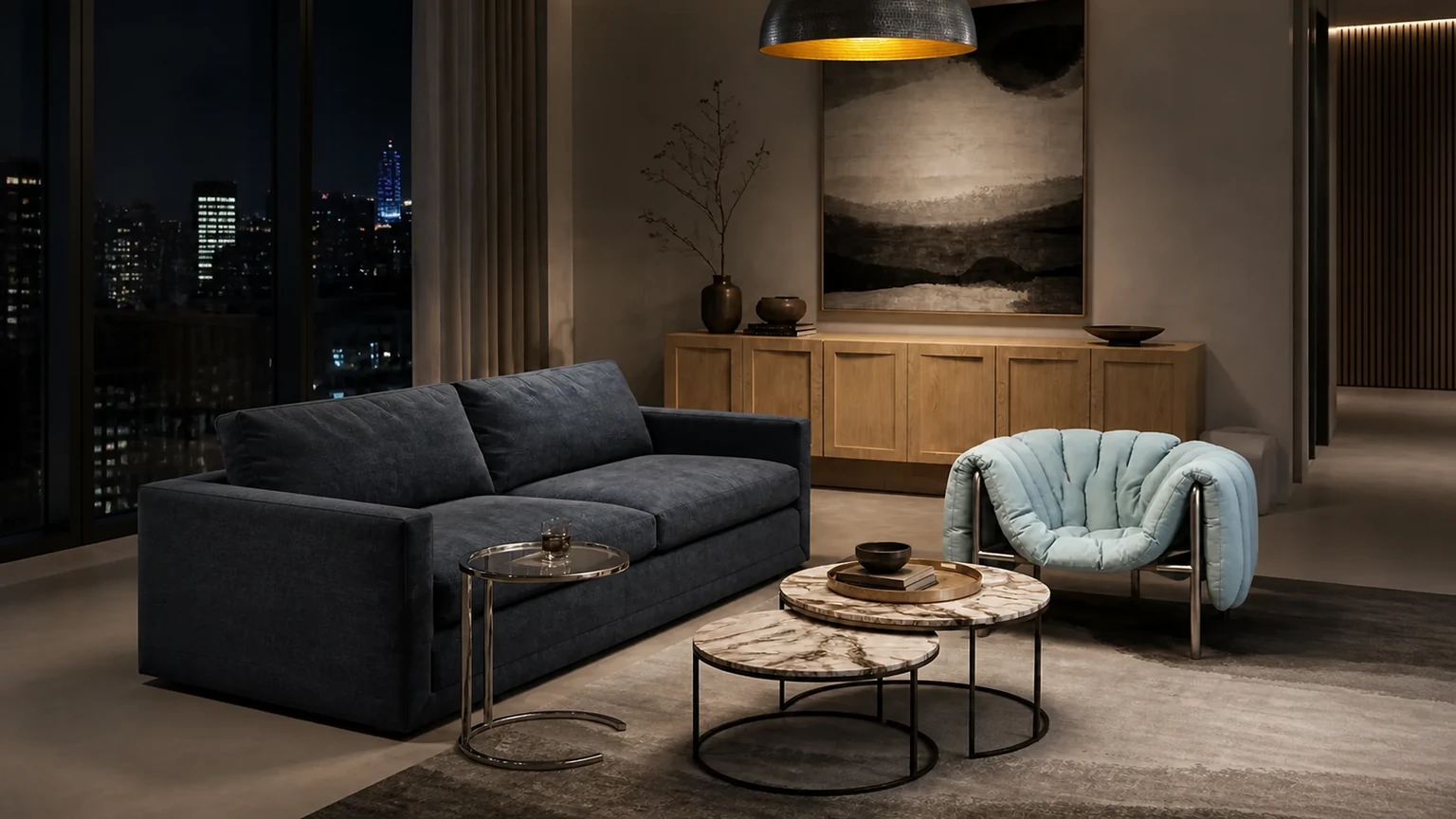 Silver Ash Conversation Room interior design concept.