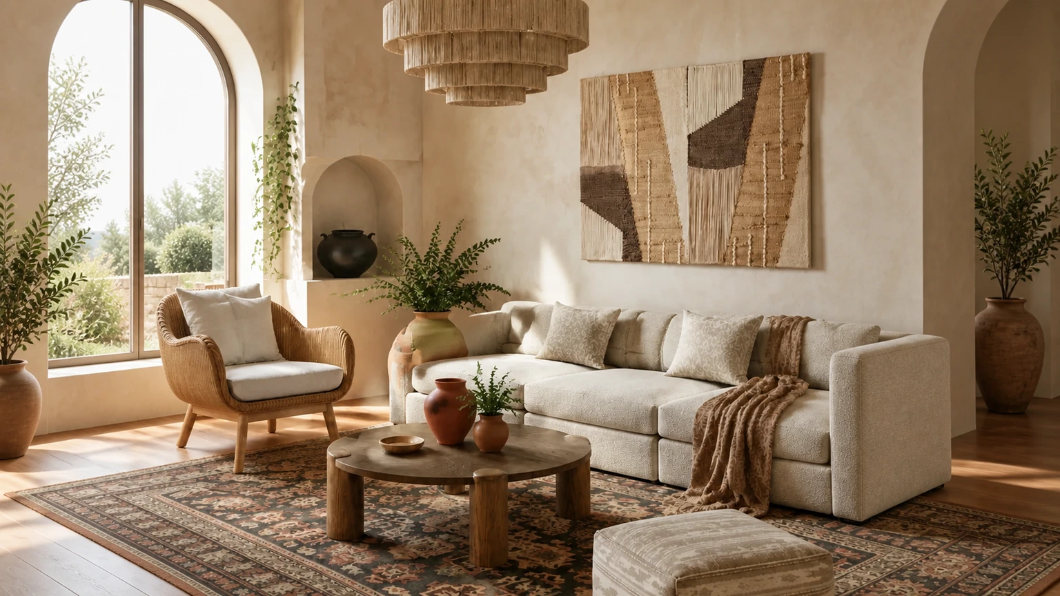 Sunlit Artisan Salon interior design concept.