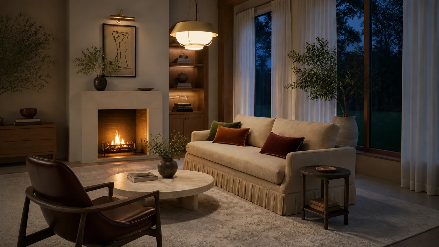 The Blue Hour Hearth interior design concept.