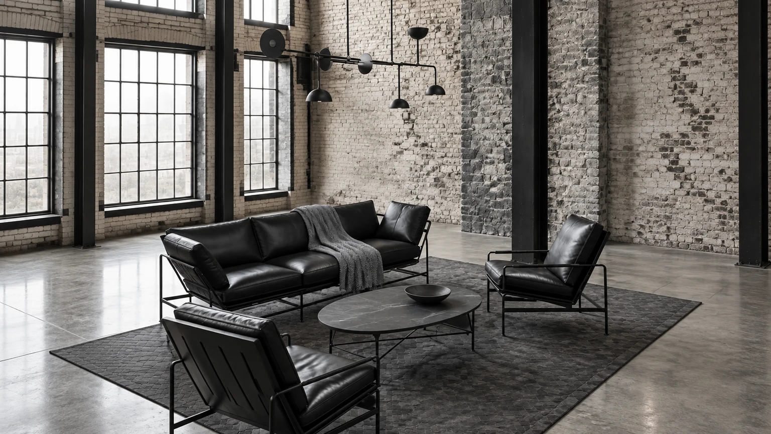 The Monochrome Foundry interior design concept.