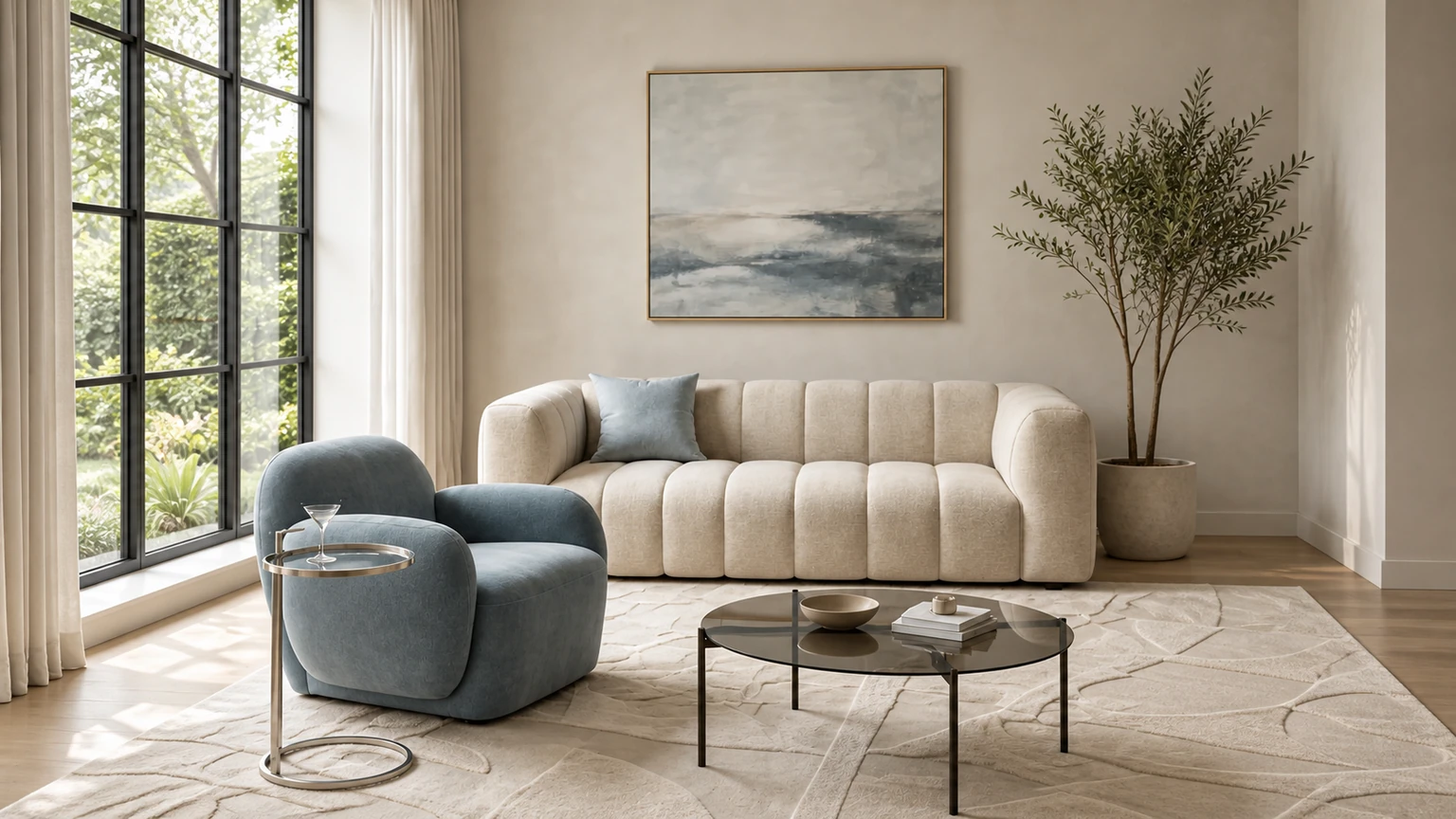 The Silver-Blue Salon interior design concept.