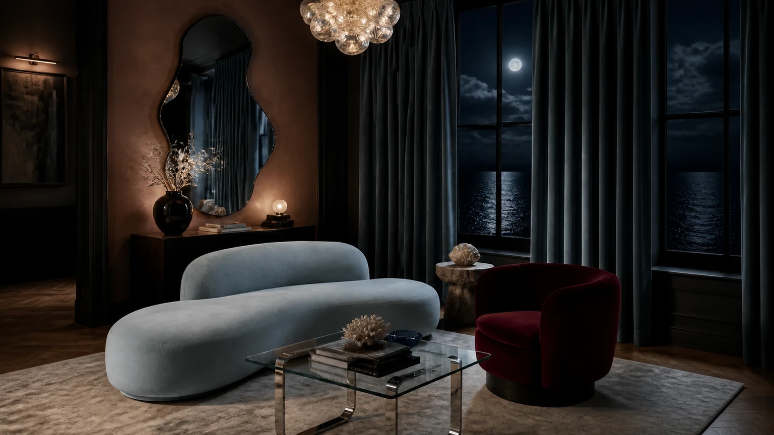 Tidepool Nocturne interior design concept.