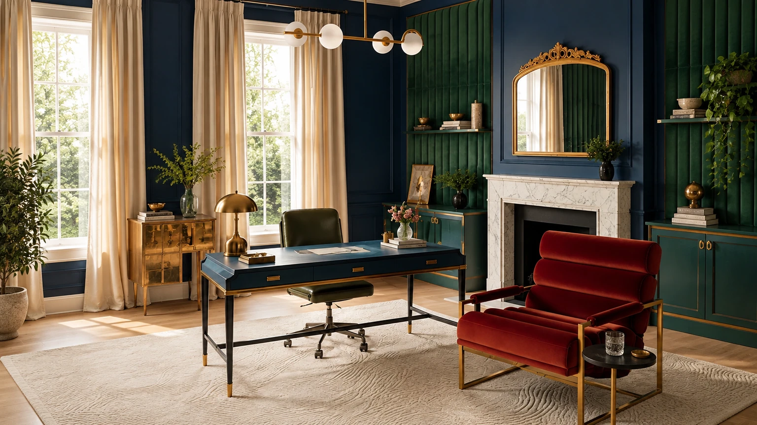 Navy Salon Office interior design concept.
