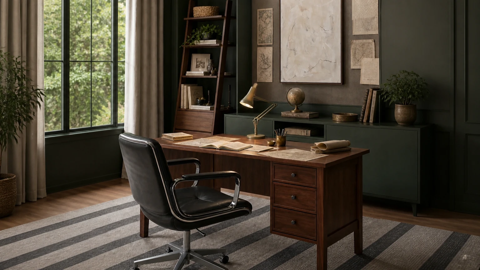 Forest Brass Map Room interior design concept.
