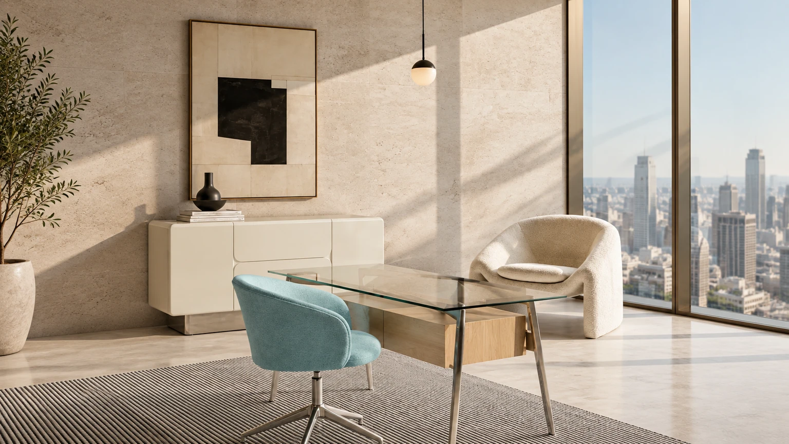 Soft Skyline Office interior design concept.