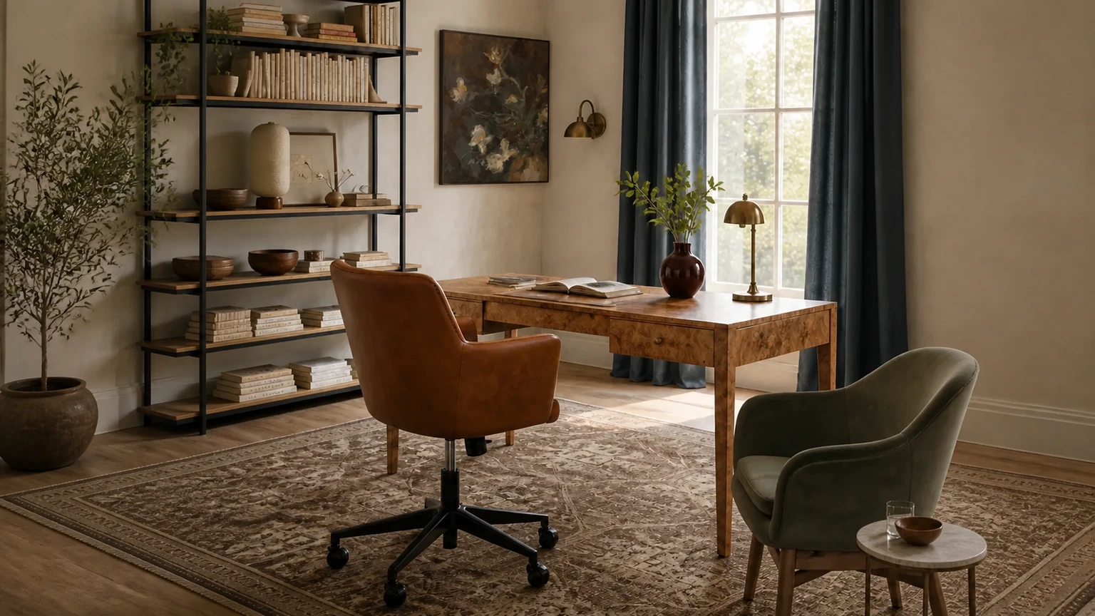 The Soft-Spoken Study interior design concept.