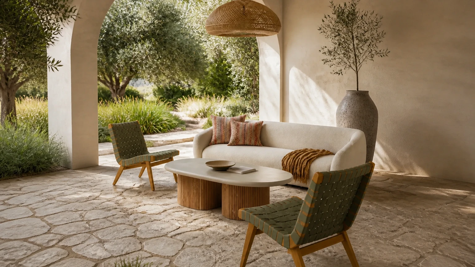 Apricot Hour Courtyard interior design concept.