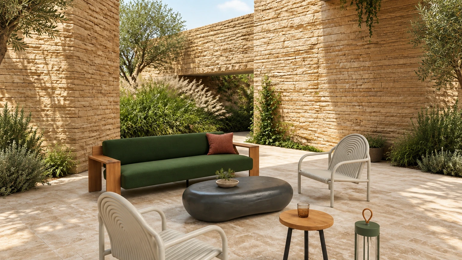 Stone Ribbon Courtyard interior design concept.